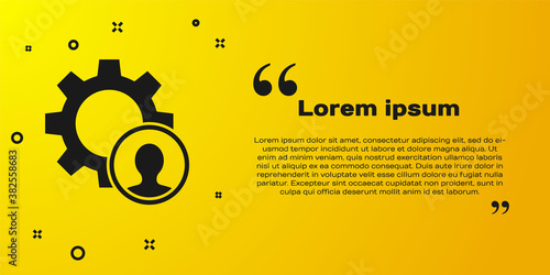 Black Head hunting icon isolated on yellow background. Business target or Employment sign. Human resource and recruitment for business. Vector.