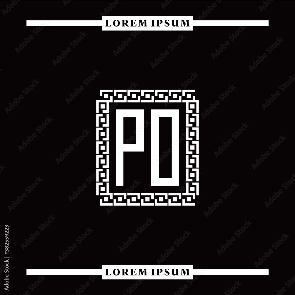 P O collection of initial logo designs with luxurious frame elements P O collection of initial logo designs with luxurious frame elements