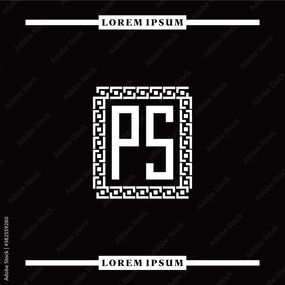 P S collection of initial logo designs with luxurious frame elements P S collection of initial logo designs with luxurious frame elements