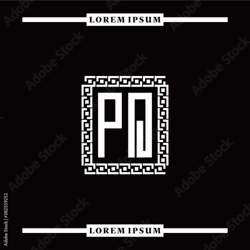 P Q collection of initial logo designs with luxurious frame elements