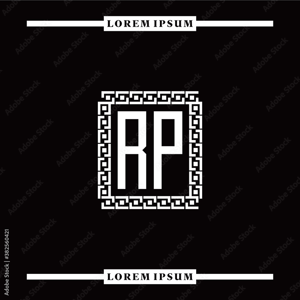 Obraz premium R P collection of initial logo designs with luxurious frame elements