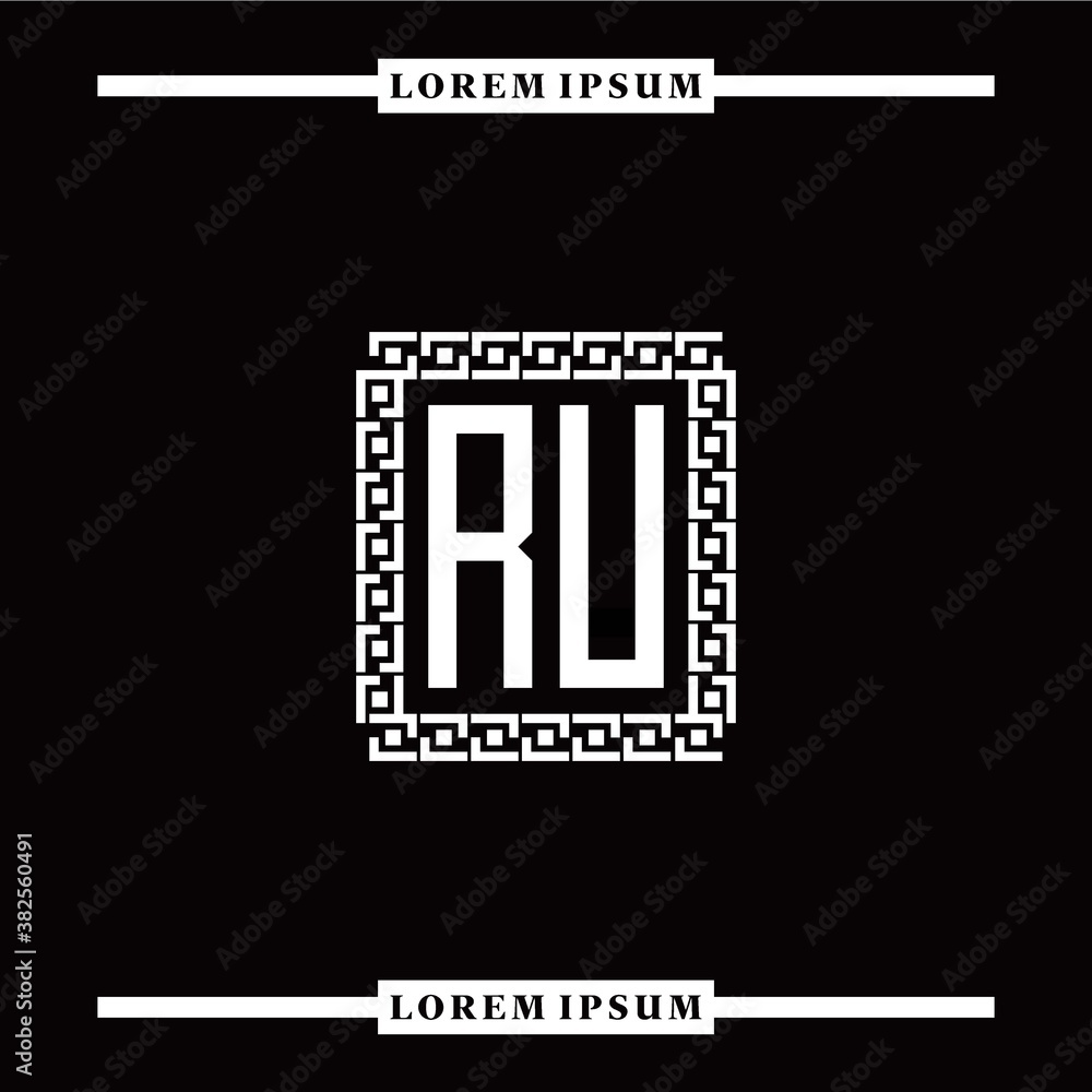 R U collection of initial logo designs with luxurious frame elements R U collection of initial logo designs with luxurious frame elements