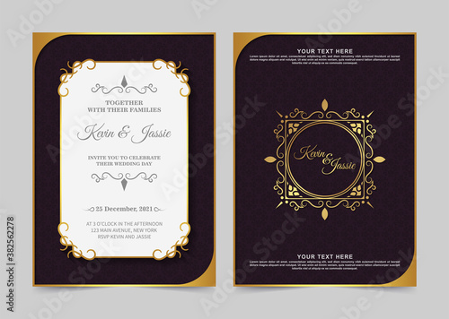 Luxury vintage golden vector invitation card template