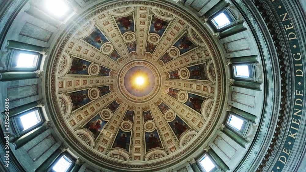 The inside of the dome of Frederiks Kirke Church or The Marble Church Marmorkirken in Copenhagen, Denmark. The inside of the dome of Frederiks Kirke Church or The Marble Church Marmorkirken in Copenhagen, Denmark.