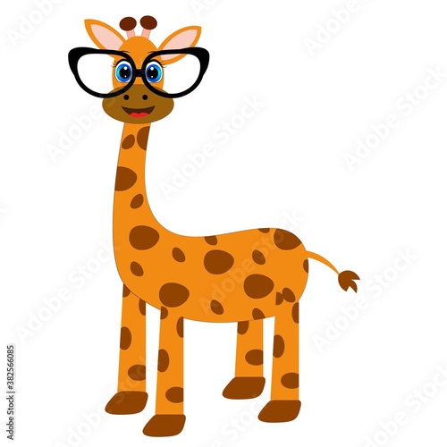 cute cartoon animal with  glasses vector illustration 