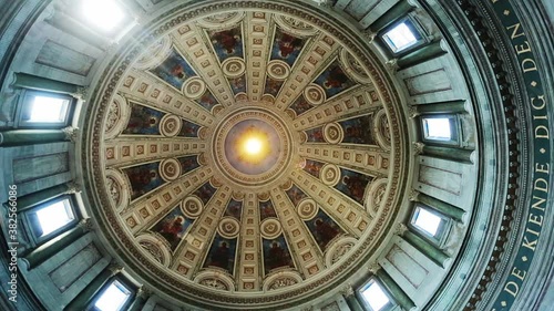 The inside of the dome of Frederiks Kirke Church or The Marble Church Marmorkirken in Copenhagen, Denmark.