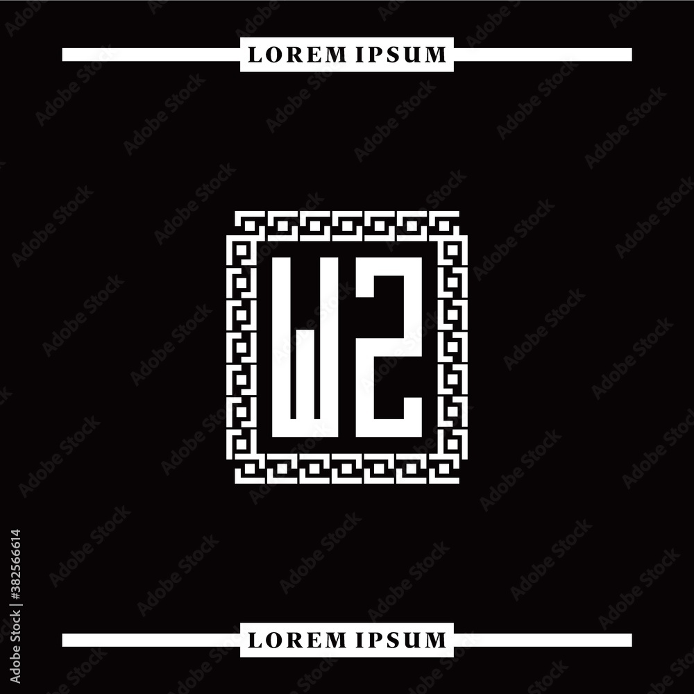 W Z collection of initial logo designs with luxurious frame elements W Z collection of initial logo designs with luxurious frame elements