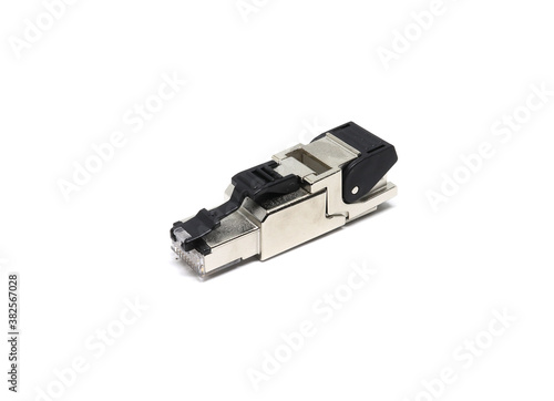 Ethernet RJ45 industrial installing connectors on a white background
