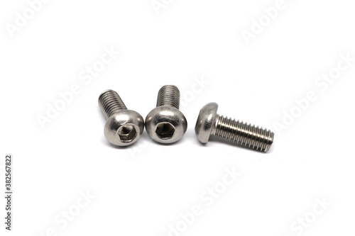Stainless Button Head Socket Screws isolated on white background