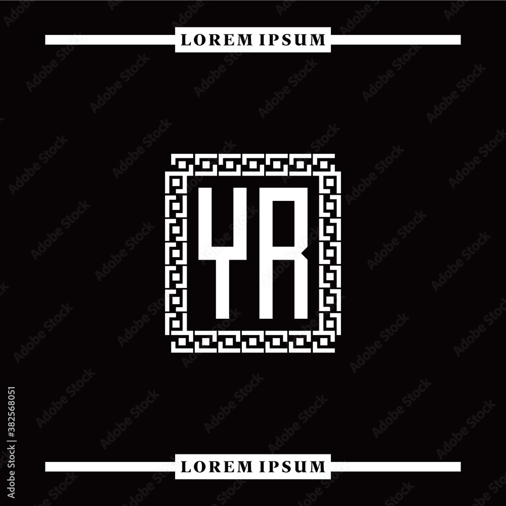 Obraz premium Y R collection of initial logo designs with luxurious frame elements