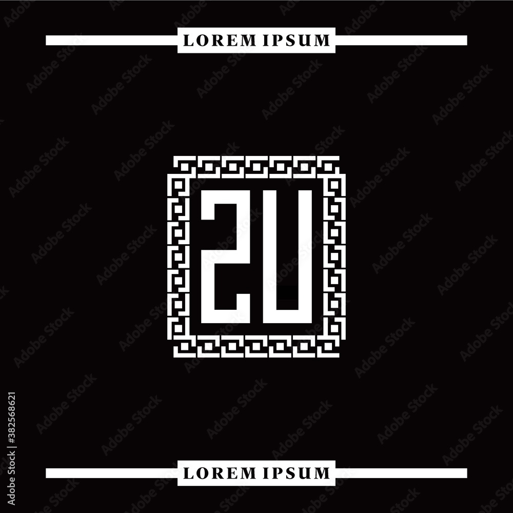 Obraz premium Z U collection of initial logo designs with luxurious frame elements