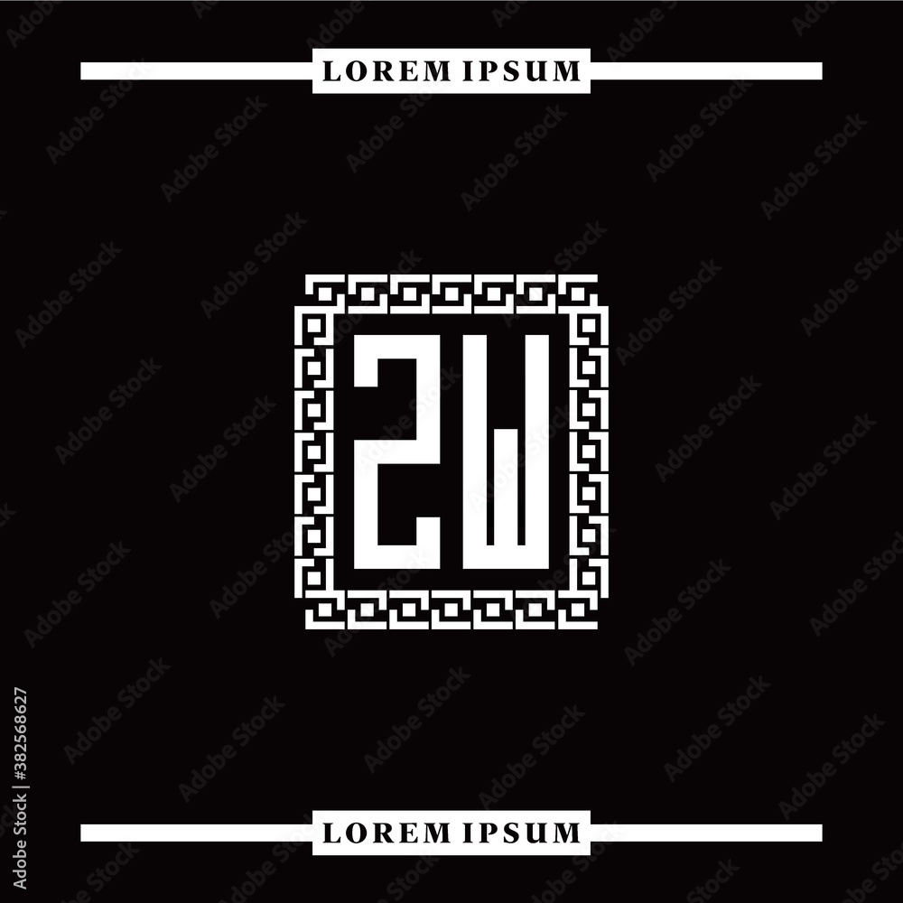 Obraz premium Z W collection of initial logo designs with luxurious frame elements