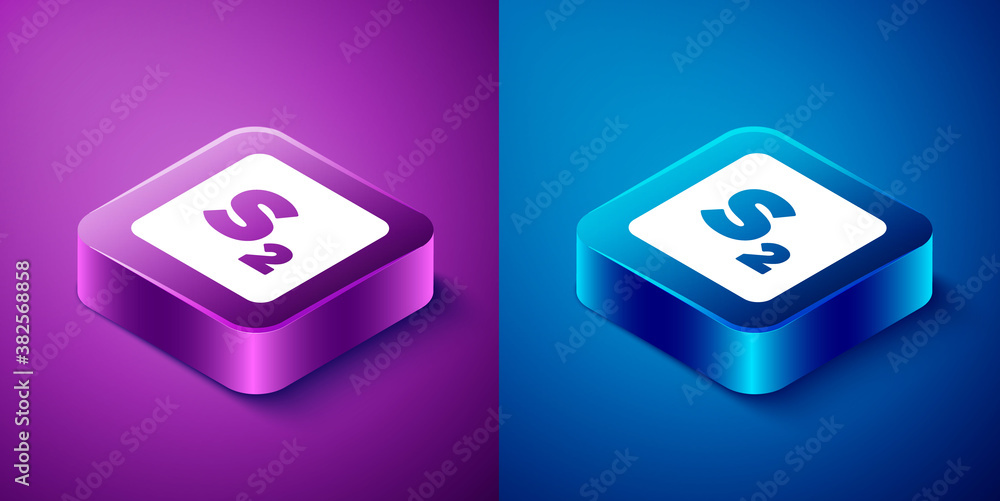 Isometric Bingo icon isolated on blue and purple background. Lottery tickets for american bingo game. Square button. Vector. Isometric Bingo icon isolated on blue and purple background. Lottery tickets for american bingo game. Square button. Vector.