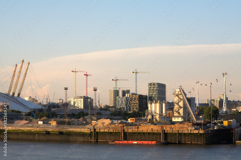Riverside apartment and business buildings in North Greenwich