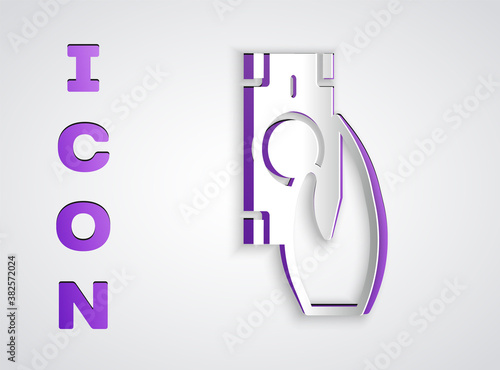 Paper cut Fast payments icon isolated on grey background. Fast money transfer payment. Financial services, fast loan, time is money, cash back concept. Paper art style. Vector.