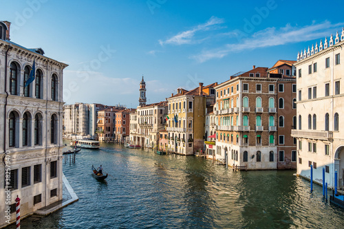 Venice Grand canal with gondolas  Italy in summer