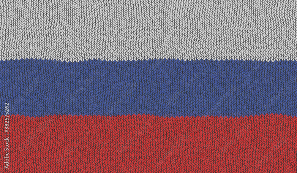 Detailed Illustration of a Knitted Flag of Russia