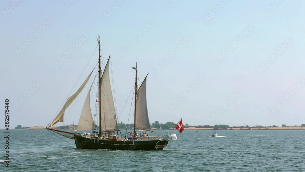 Danish sailing ship sailing towards the port of Faaborg for the traditional sailing show Danish sailing ship sailing towards the port of Faaborg for the traditional sailing show