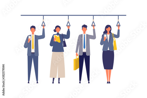 Commute of working businessmen. Flat design vector illustration of business people.