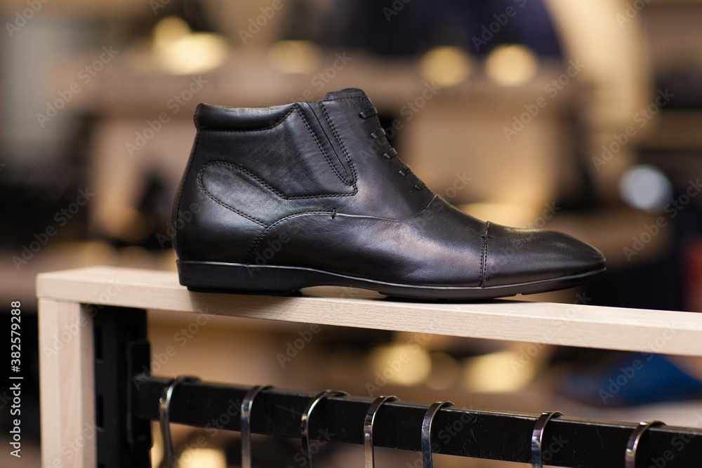 Leather shoes in the store window Leather shoes in the store window