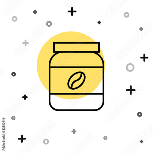 Black line Coffee jar bottle icon isolated on white background. Random dynamic shapes. Vector Illustration.