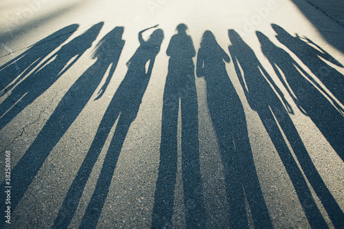 Shadows of a group of girls photo