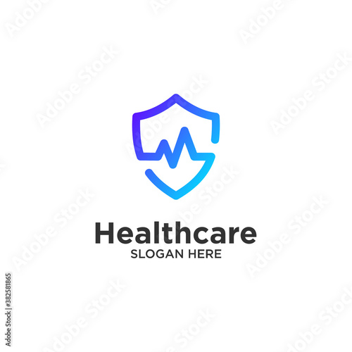 shield and pulse logo design