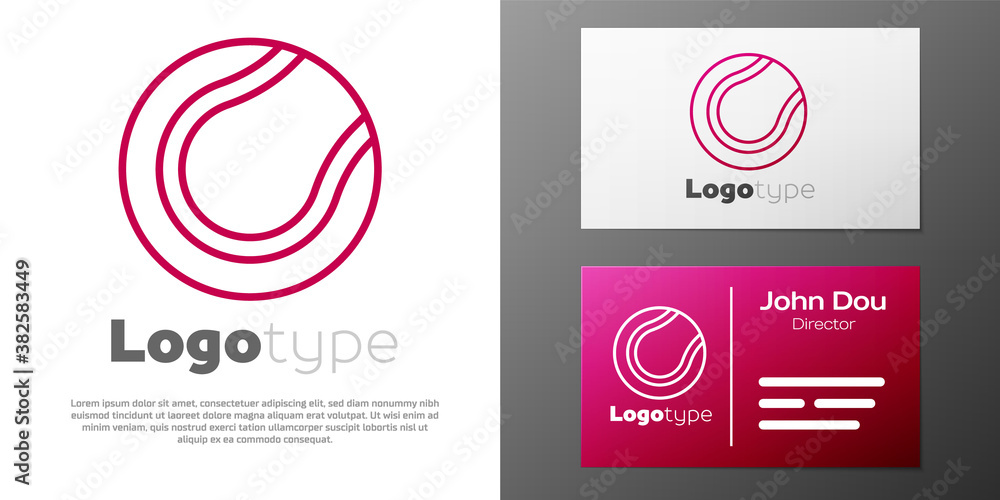 Fototapeta premium Logotype line Tennis ball icon isolated on white background. Sport equipment. Logo design template element. Vector.