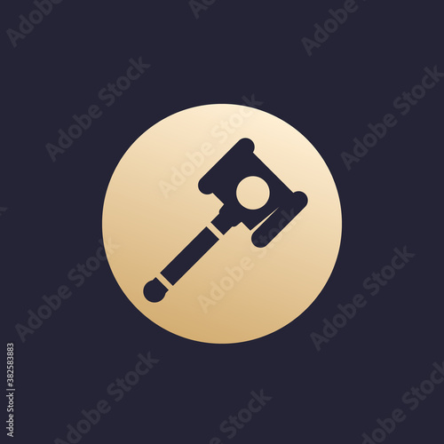 auction hammer, gavel vector icon