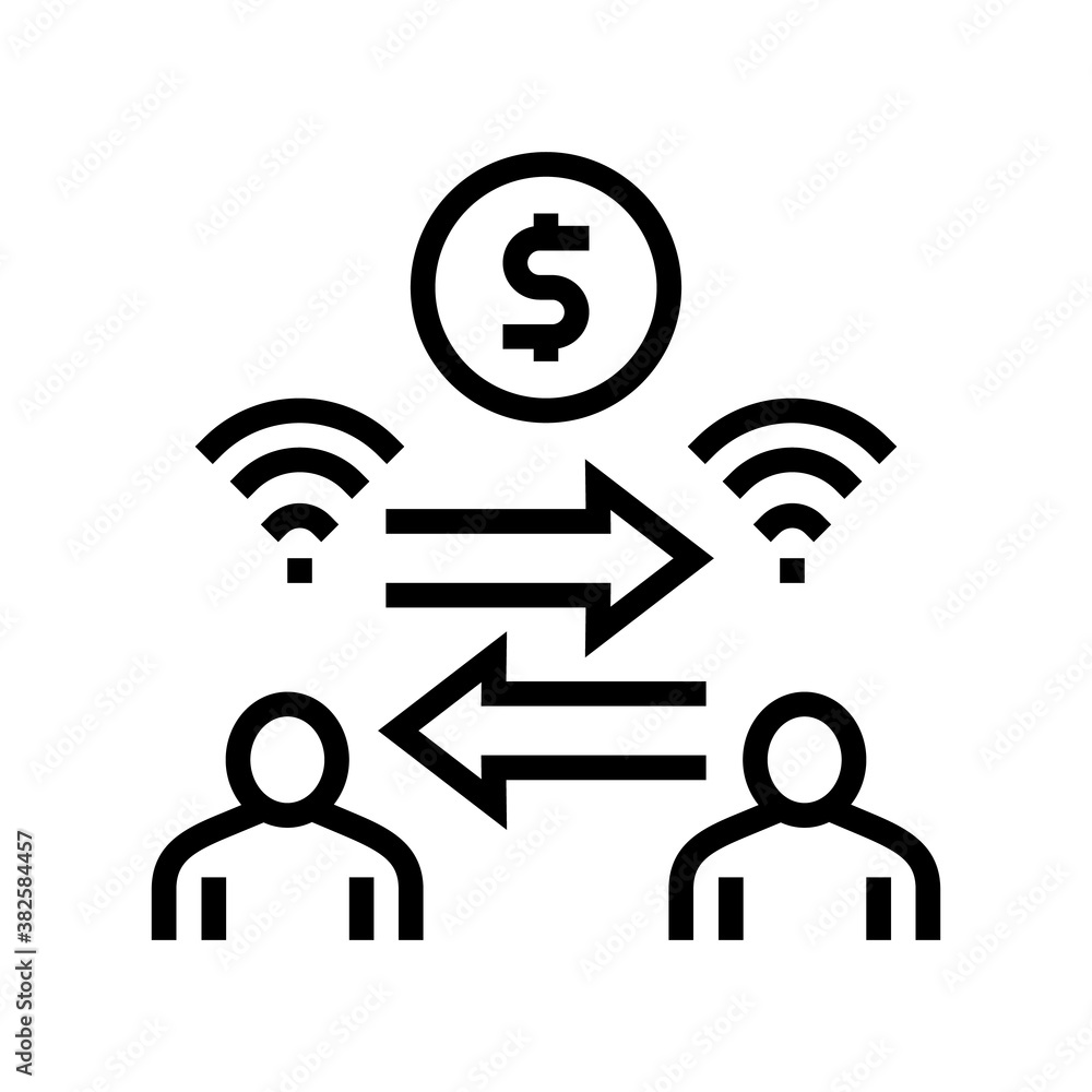 money exchange among bank users line icon vector. money exchange among bank users sign. isolated contour symbol black illustration money exchange among bank users line icon vector. money exchange among bank users sign. isolated contour symbol black illustration