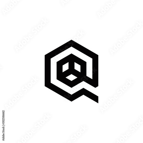 q initial box logo design vector symbol graphic idea creative