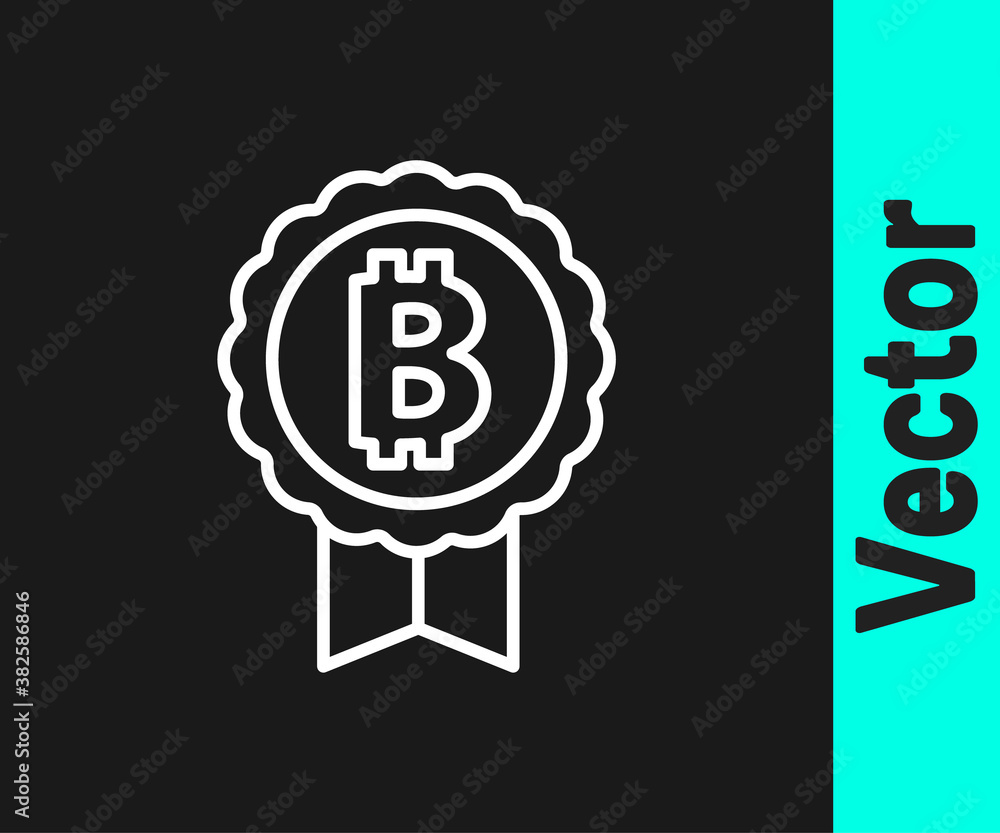 White line Cryptocurrency coin Bitcoin icon isolated on black background. Physical bit coin. Blockchain based secure crypto currency. Vector. White line Cryptocurrency coin Bitcoin icon isolated on black background. Physical bit coin. Blockchain based secure crypto currency. Vector.