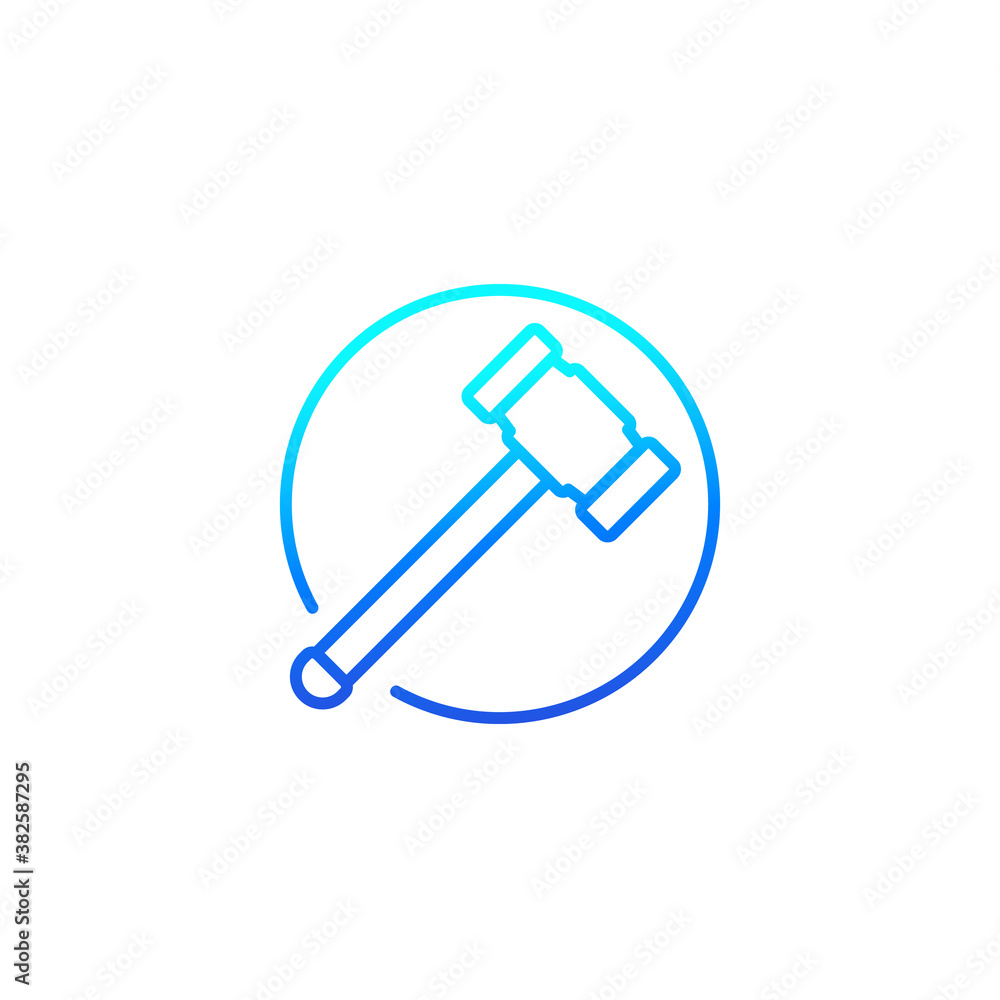 sledgehammer line icon on white sledgehammer line icon on white