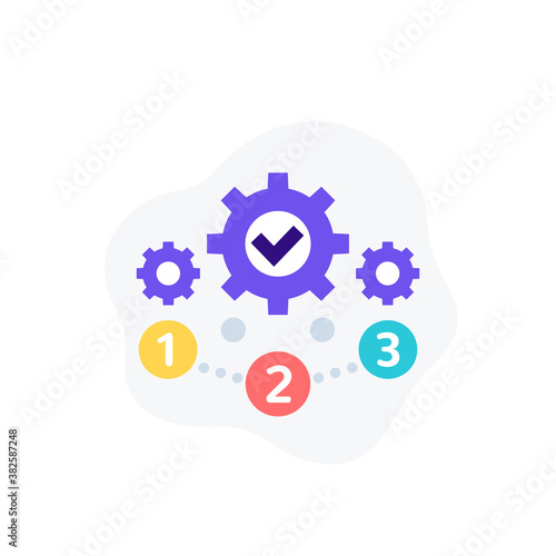 project management, 1, 2, 3 steps vector icon