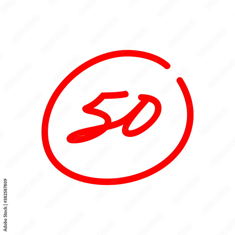 50 points exam score illustration, written with red marker, isolated on white background 50 points exam score illustration, written with red marker, isolated on white background