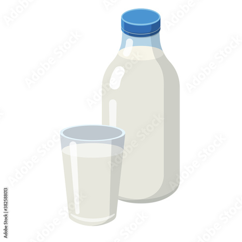 milk bottle and glass