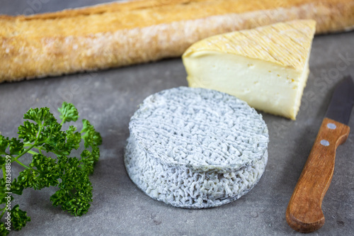 fromage de chèvre Selles-sur-Cher et maroilles sur une table