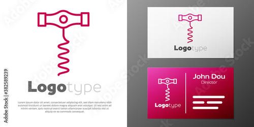 Logotype line Wine corkscrew icon isolated on white background. Logo design template element. Vector.