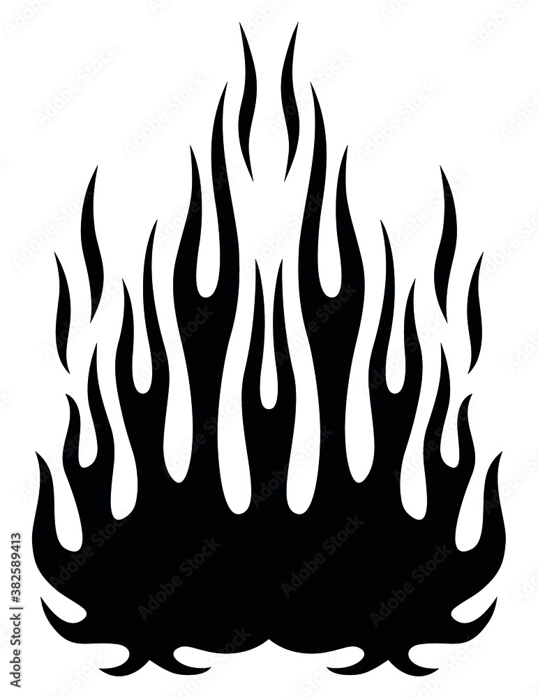 Tribal flames silhouette vector art isolated on white background. Can be used for hotrod and muscle car painting and decoration. Tribal flames silhouette vector art isolated on white background. Can be used for hotrod and muscle car painting and decoration.