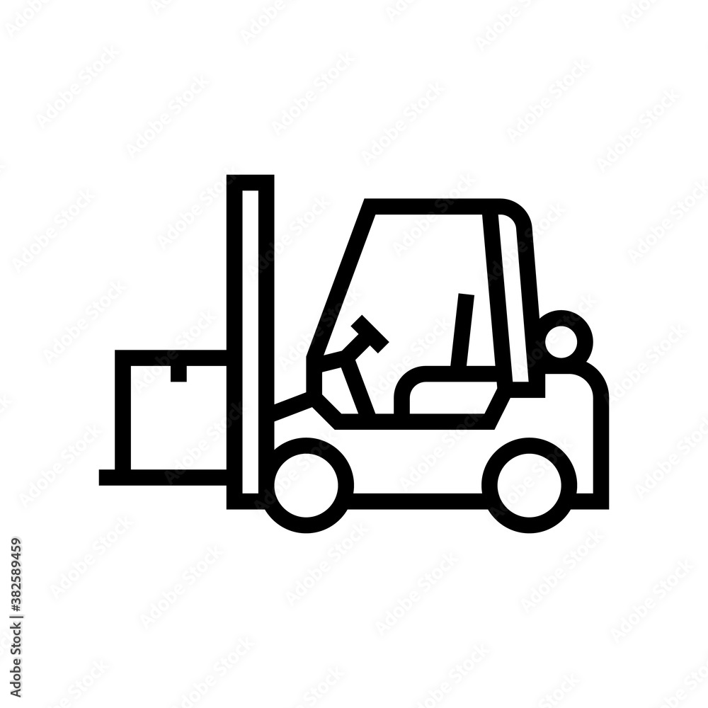 Naklejka premium loader cart line icon vector. loader cart sign. isolated contour symbol black illustration