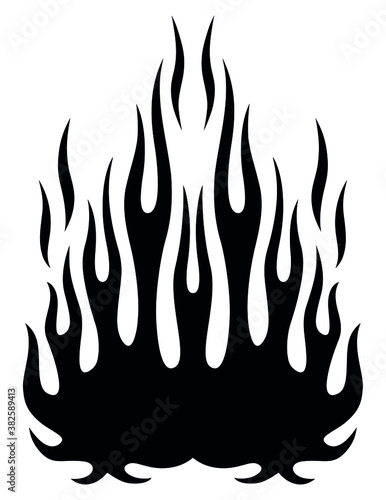 Tribal flames silhouette vector art isolated on white background. Can be used for hotrod and muscle car painting and decoration.