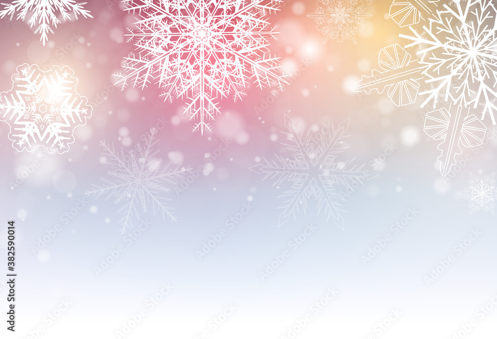 Fototapeta Christmas background with snowflakes, winter snow background, vector illustration
