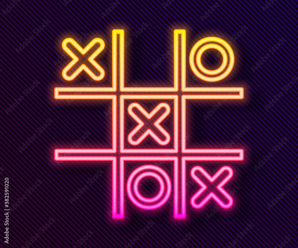Glowing neon line tic tac toe game icon isolated Vector Image