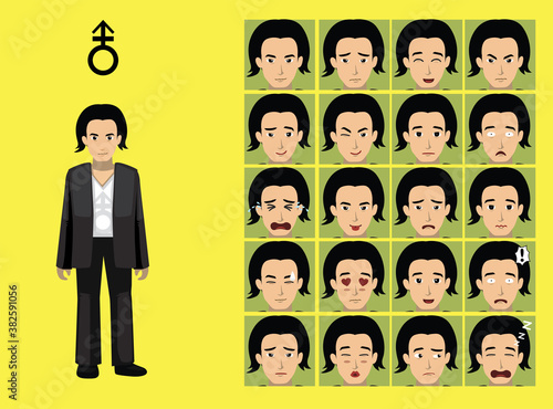 LGBTQI Androgyne Cartoon Character Emotions