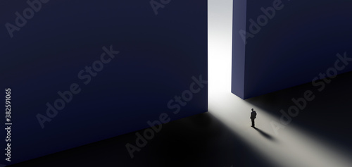 Man moves from darkness to light