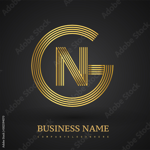 Letter GN linked logo design circle G shape. Elegant golden colored, symbol for your business name or company identity.