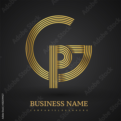 Letter GP linked logo design circle G shape. Elegant golden colored, symbol for your business name or company identity.