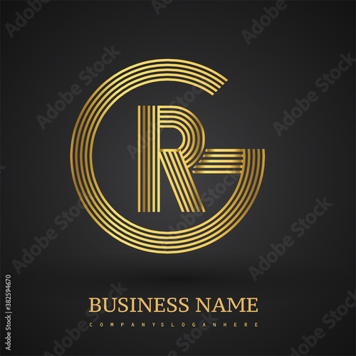 Letter GR linked logo design circle G shape. Elegant golden colored, symbol for your business name or company identity.