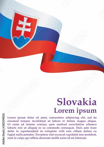 Flag of Slovakia, Slovak Republic. Template for award design, an official document with the flag of Slovakia. Bright, colorful vector illustration