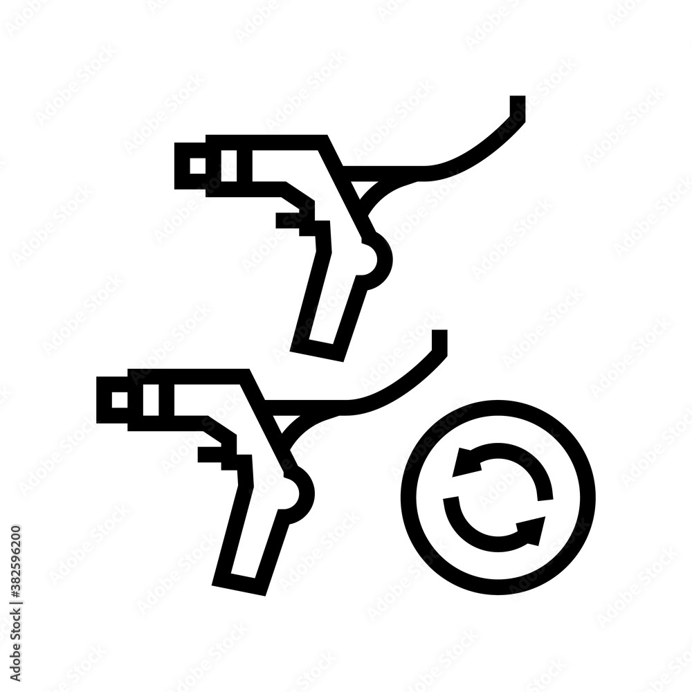 brake levers replacement line icon vector. brake levers replacement sign. isolated contour symbol black illustration brake levers replacement line icon vector. brake levers replacement sign. isolated contour symbol black illustration